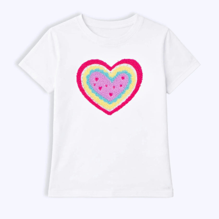Heart Applique Short Sleeve Tee