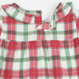 Holiday Plaid - Long Sleeve Gown with Ruffle Collar