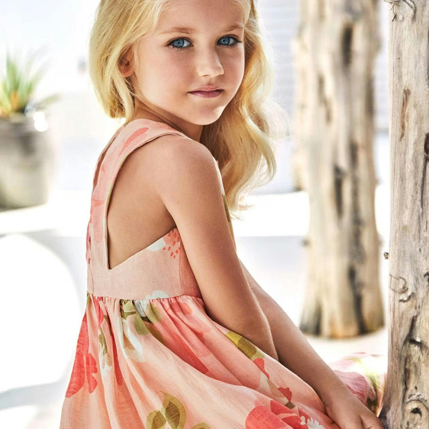 Peach Floral Summer Dress