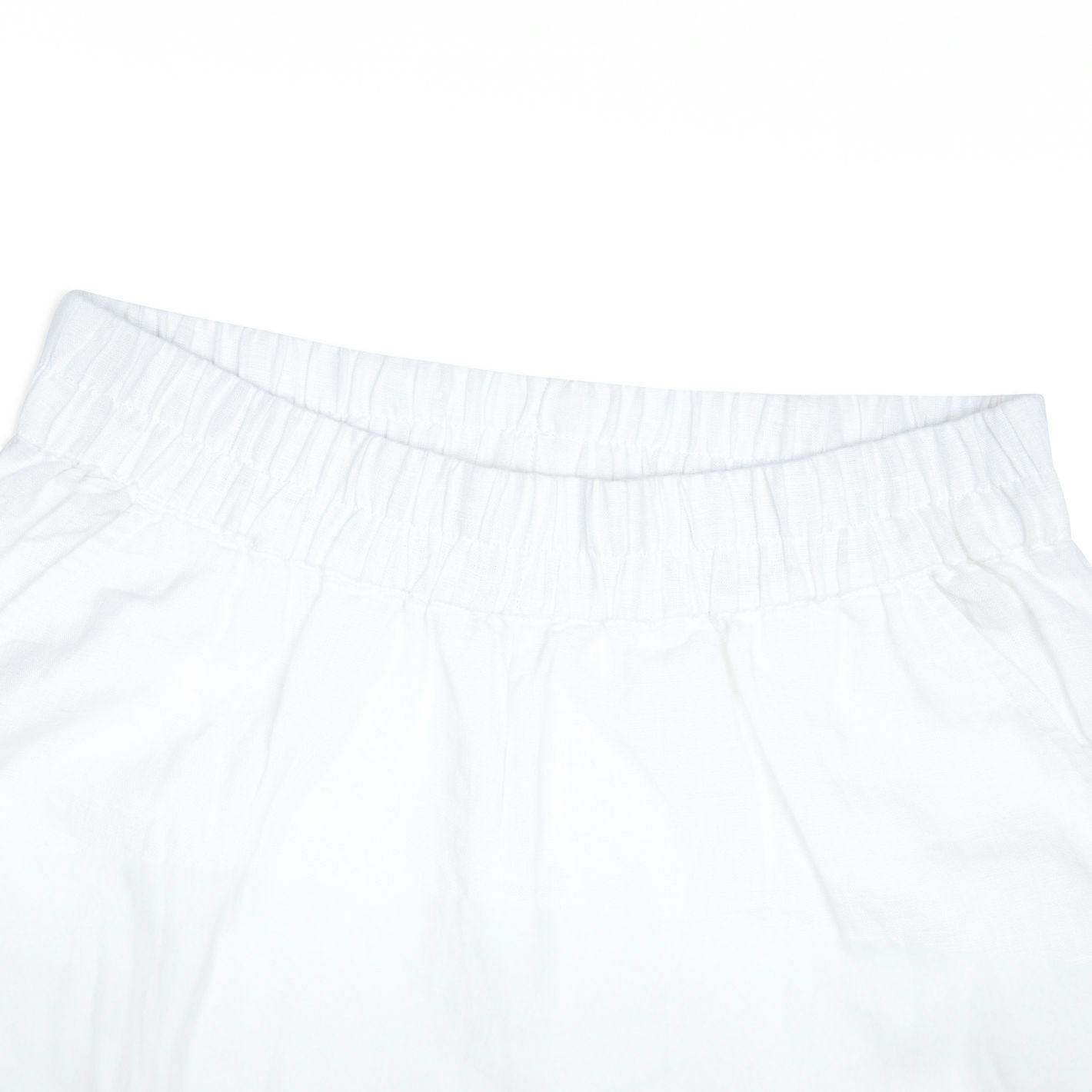 women's white scalloped linen beach pant