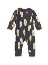 Long Sleeve Pocket Baby Romper, Snowy Owl