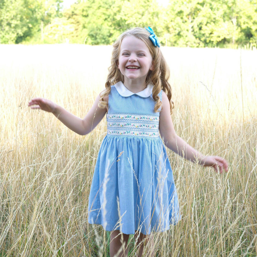 Blue Stripe Smocked Dress