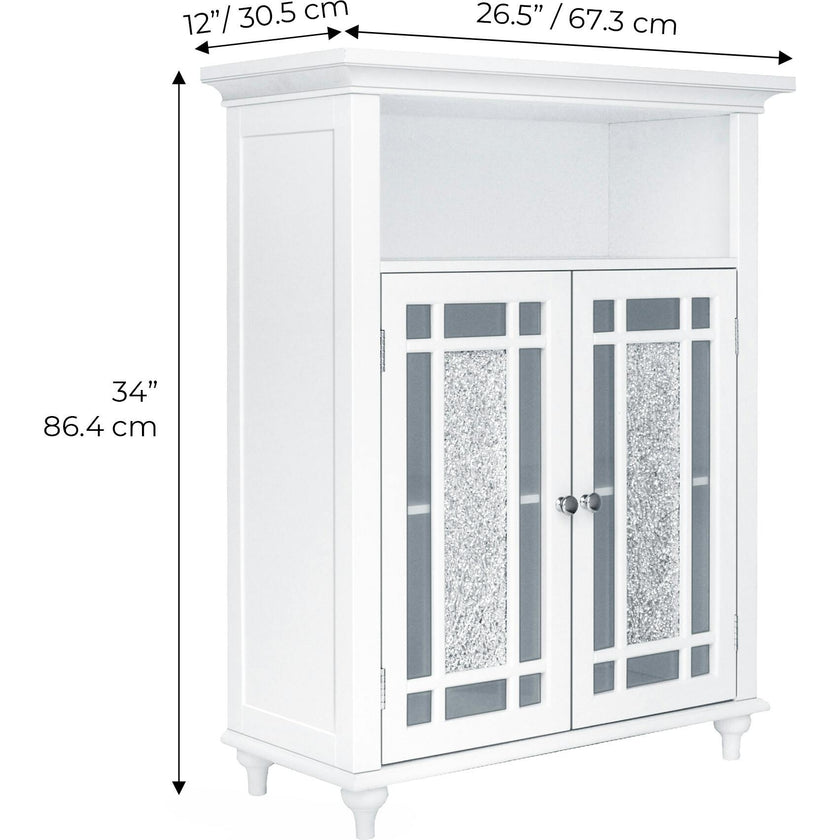 Windsor Wooden Floor Cabinet with Glass Mosaic Doors