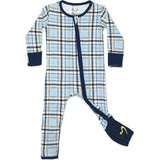 Holiday Plaid Blue Bamboo Convertible Footie
