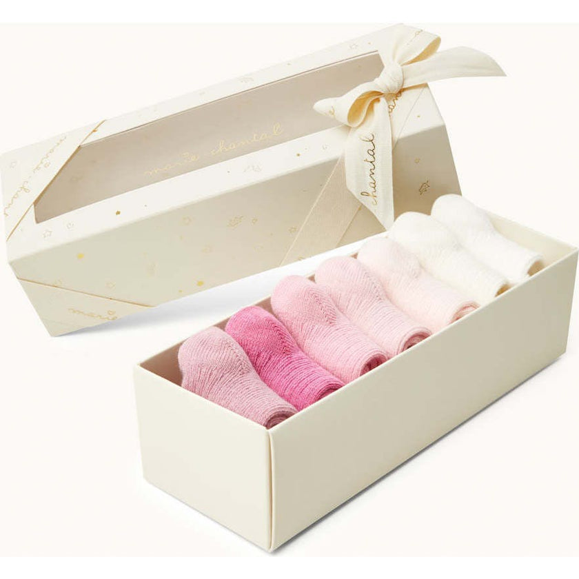 Bijou Set Of 7 Socks - Pink