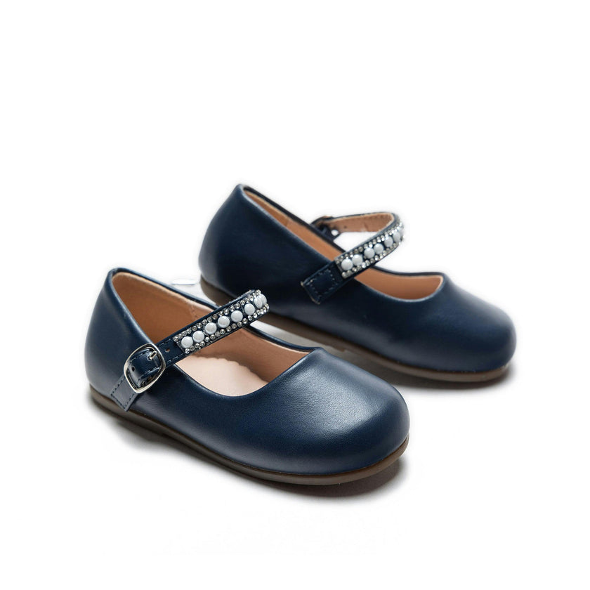 Navy Margot Pearl Band Flats
