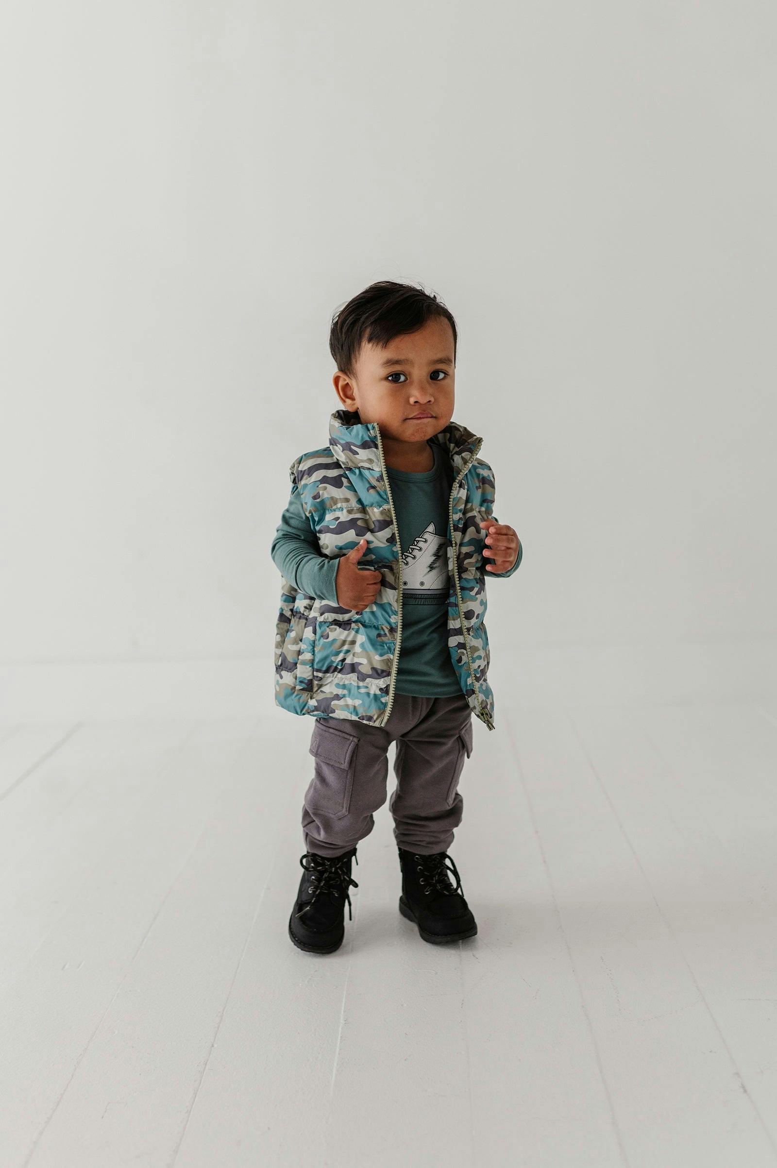 Boys Puffer Vest in Camouflage