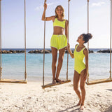 UPF50+ Contrast Piped Drawstring Swim Shorts
