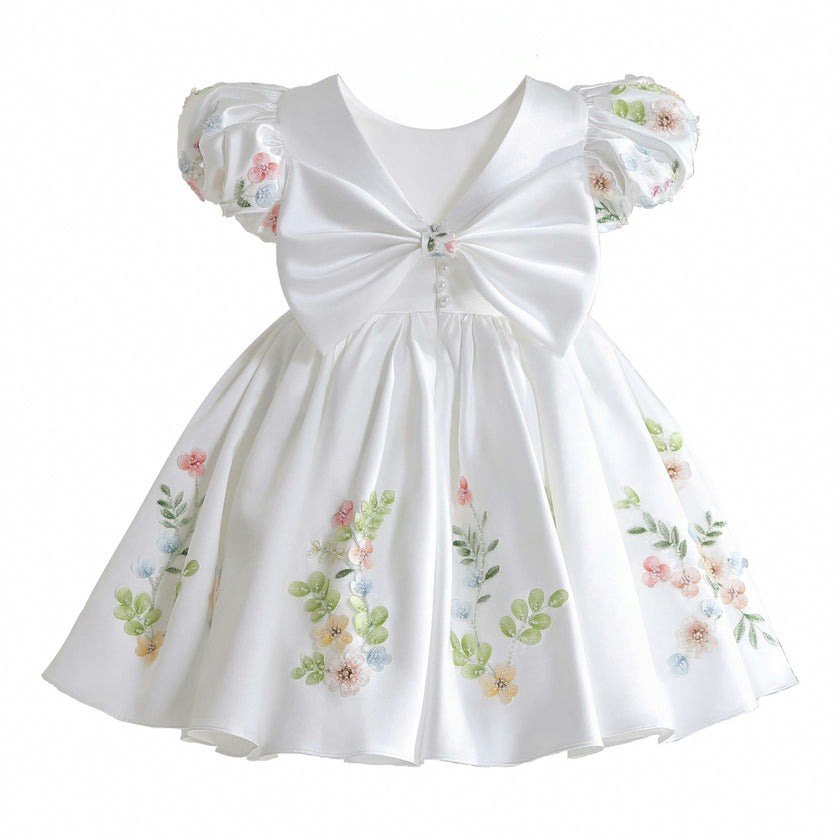 White Kiara Floral Embroidered Dress