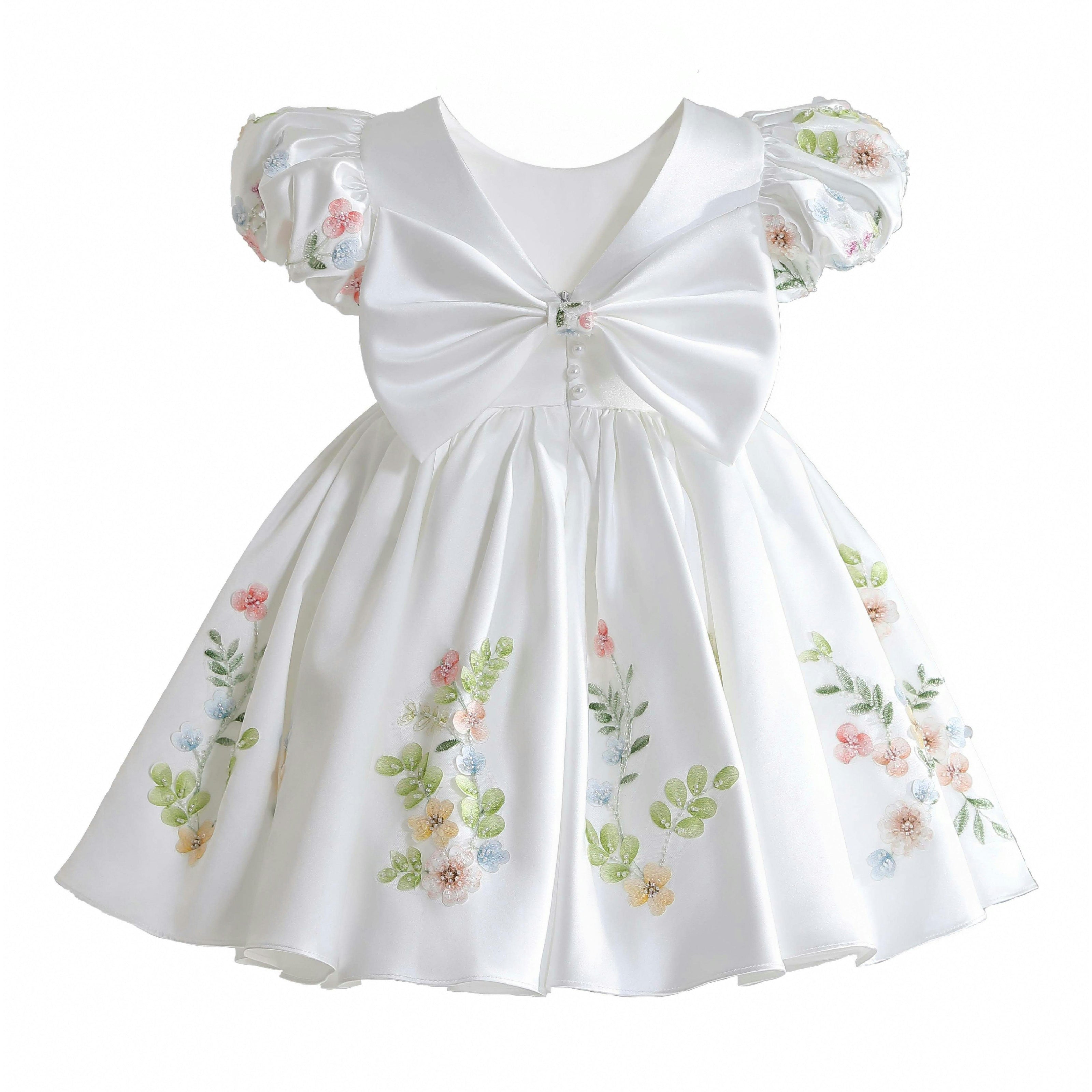 White Kiara Floral Embroidered Dress