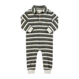 KINGSTON Sage/Cream Stripe Polo Romper