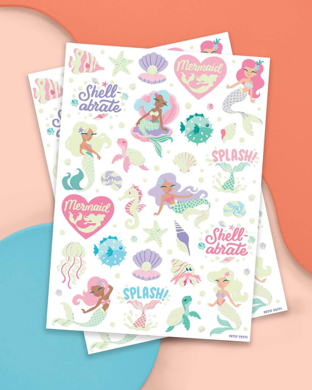 Mermaid Glo Tats - 48 glow in the dark tattoos