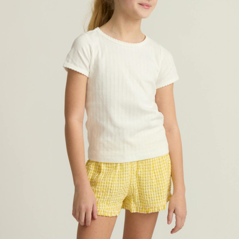 girls soleil gingham ruffle shorts