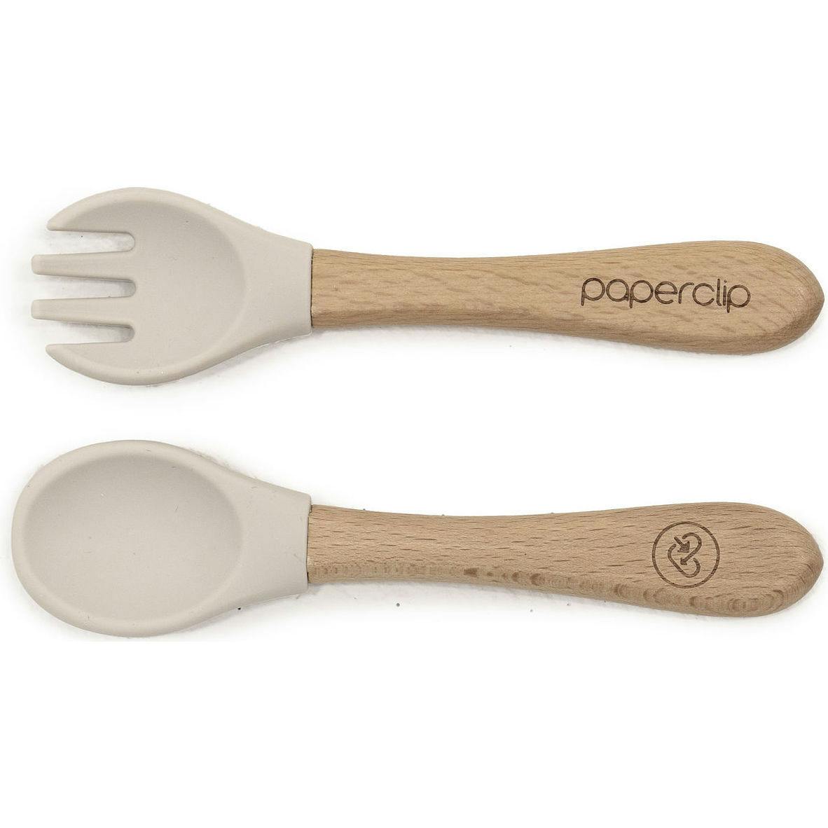 Silicone & Wooden Spoon & Spork Set