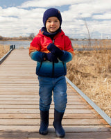 Ribbed Knit Mittens Navy Blue