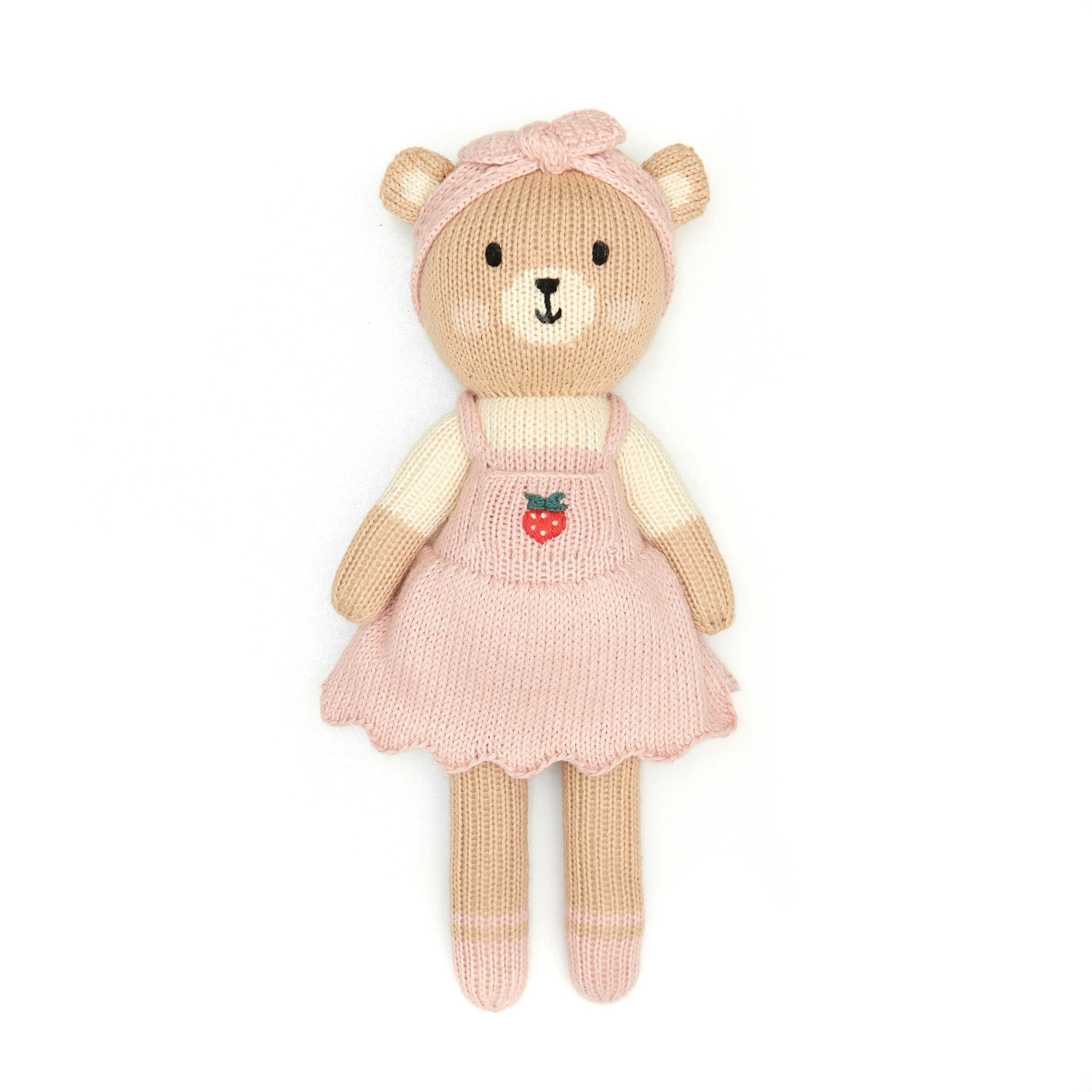 Emma the bear with strawberry Pink & natural - 11