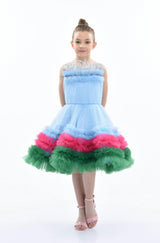 Blue Granada Ruffle Tulle Dress