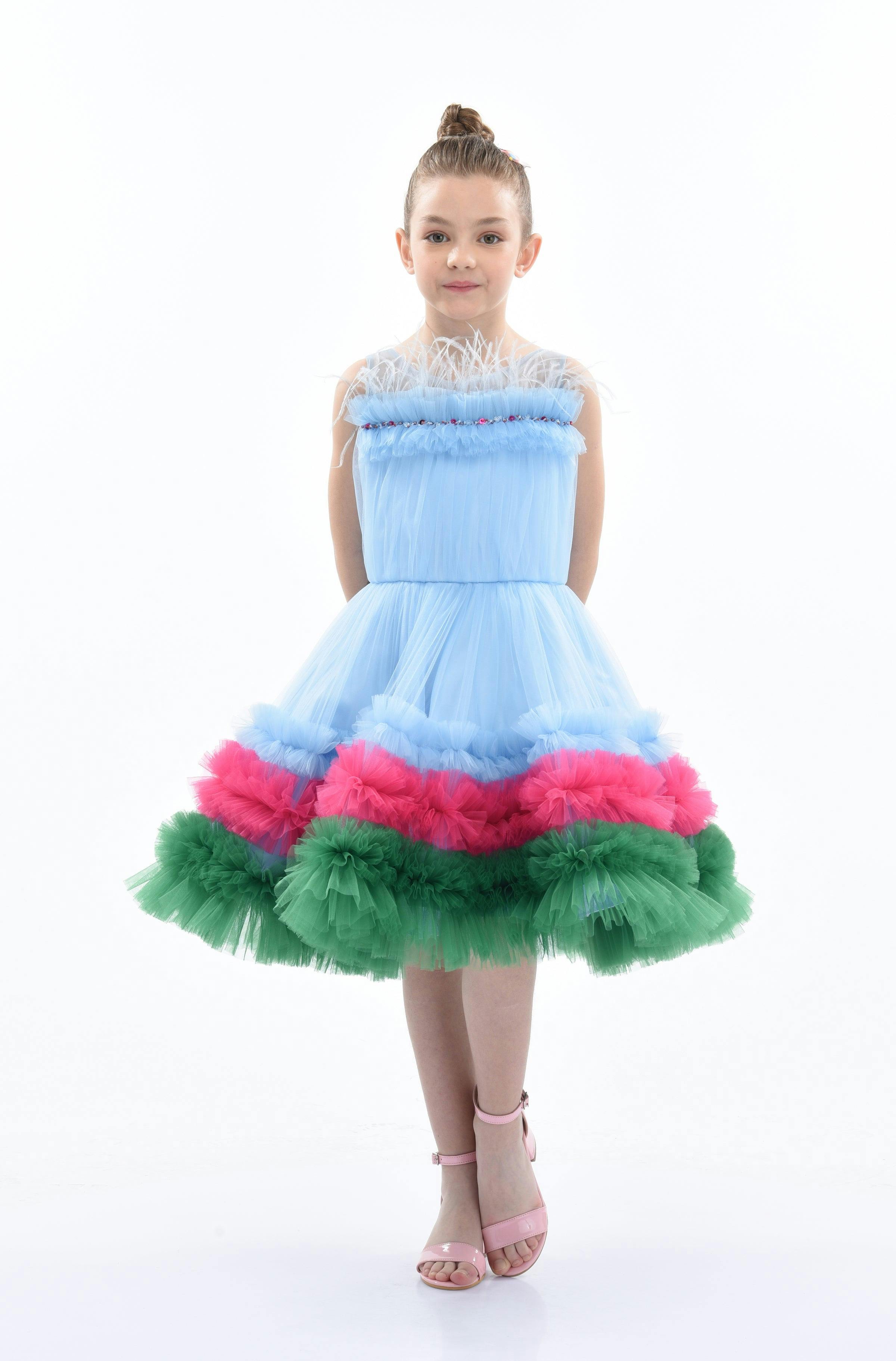 Blue Granada Ruffle Tulle Dress