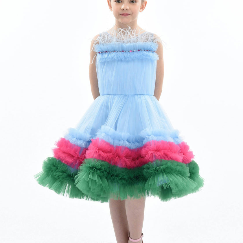 Blue Granada Ruffle Tulle Dress