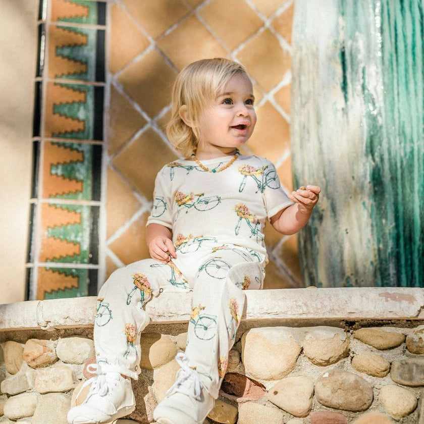 Orange Giraffe Bamboo Romper