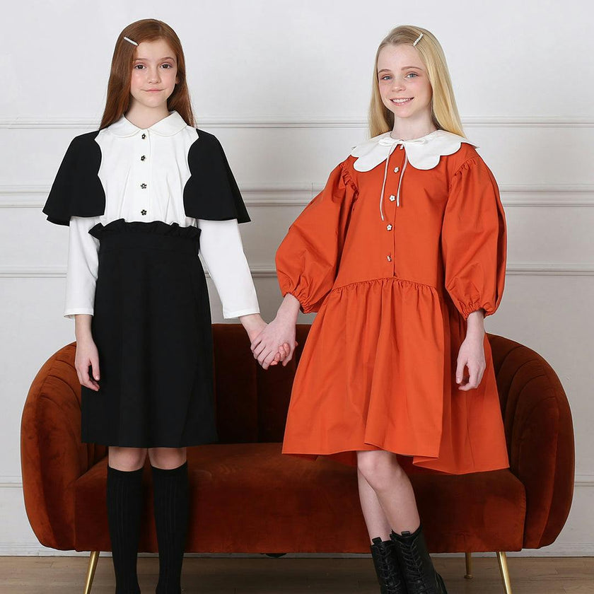 Selena dress (tangerine/ivory)