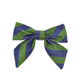 St Clement's Girls Silk Neck Bow - Blue & Green Varsity Stripes
