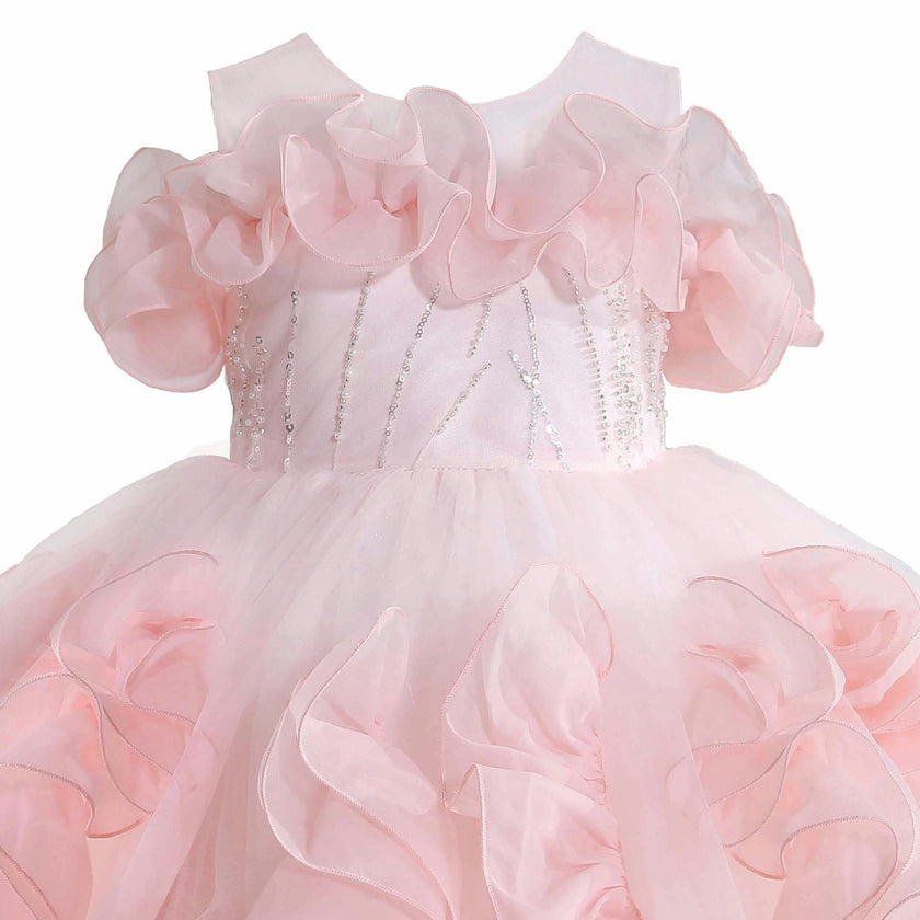 Pink Zaria Ruffled Party Dress