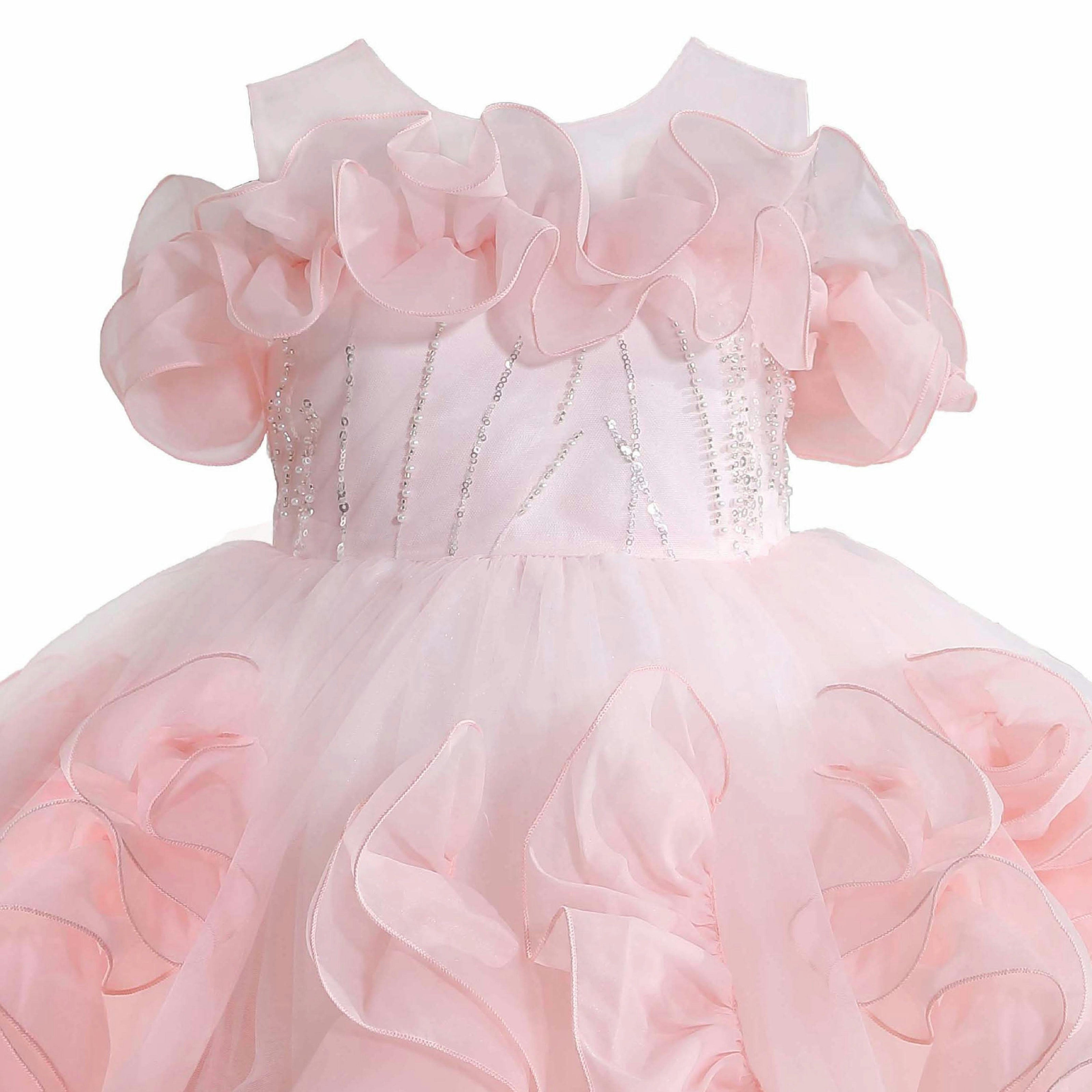 Pink Zaria Ruffled Party Dress