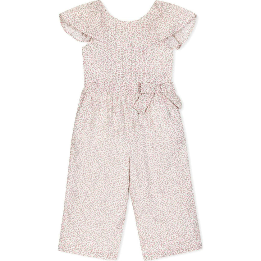 Organic Flutter Sleeve Pintuck Jumpsuit, Pink