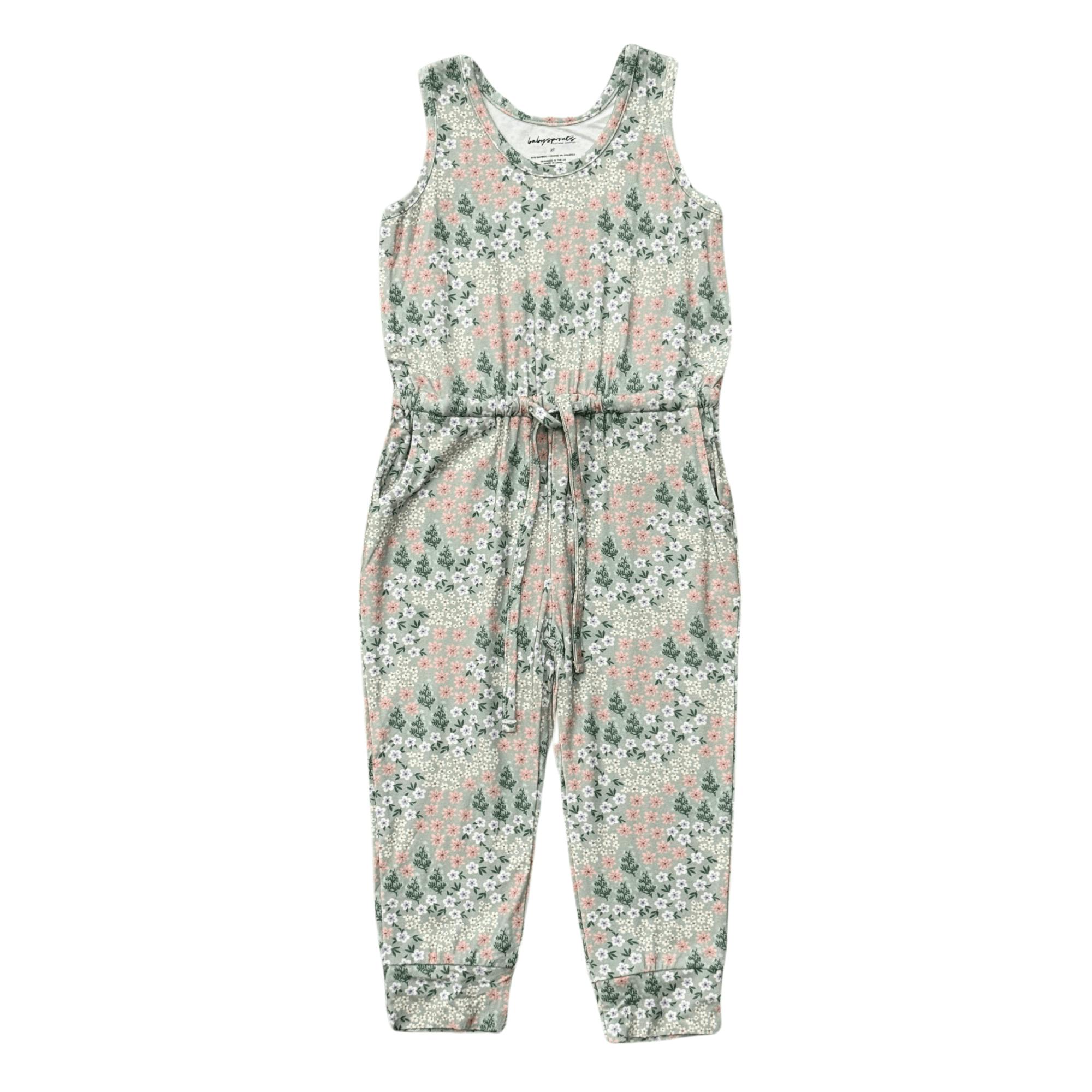 Girls Tank Jumper in Aqua Grey Floral