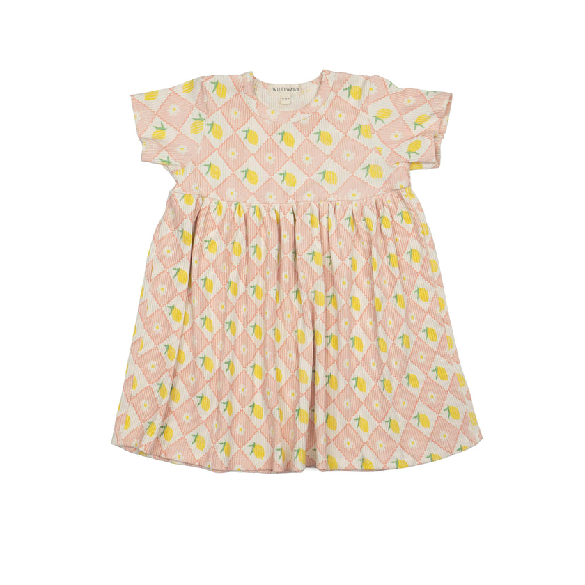 Ribbed Dress in Lemon Twist