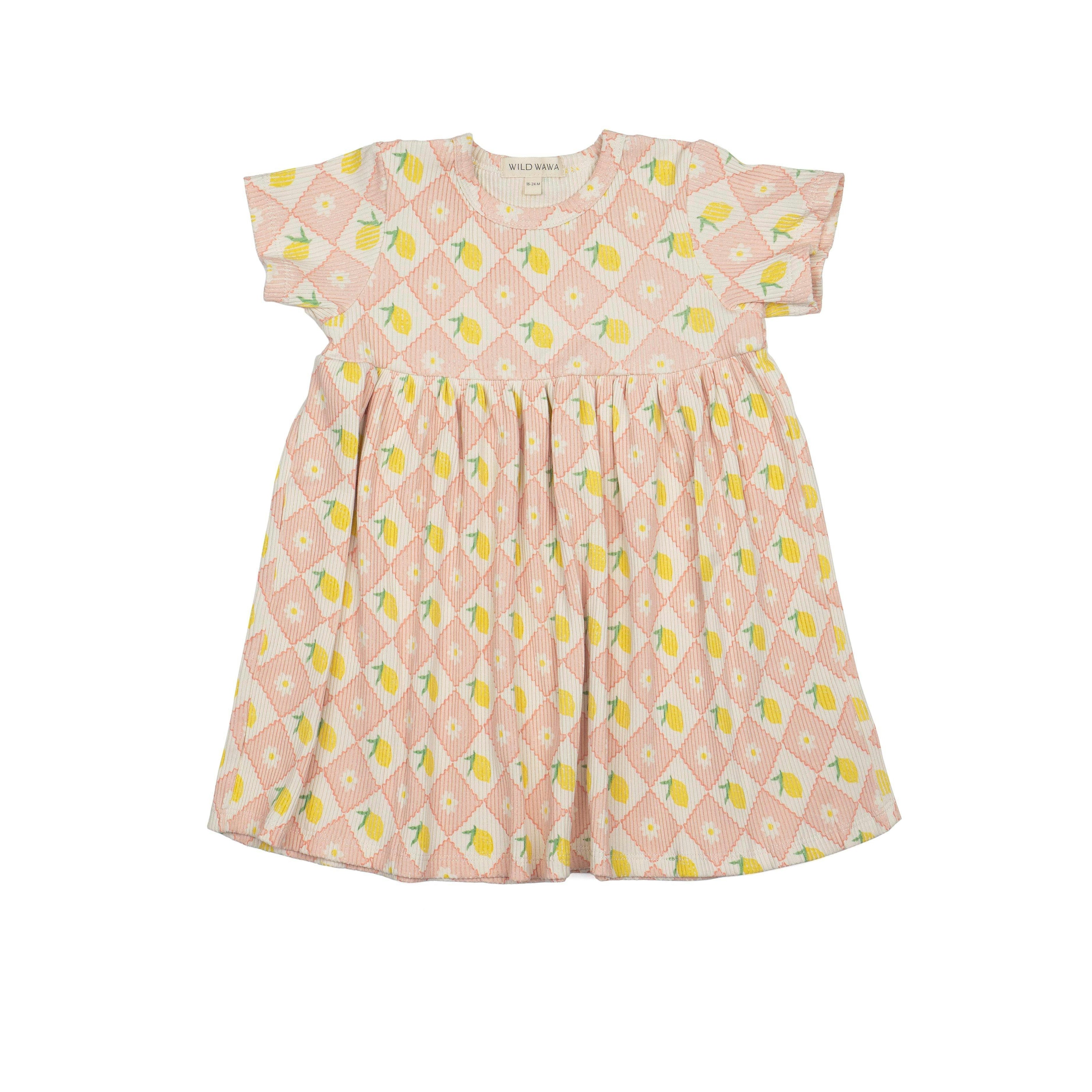 Ribbed Dress in Lemon Twist
