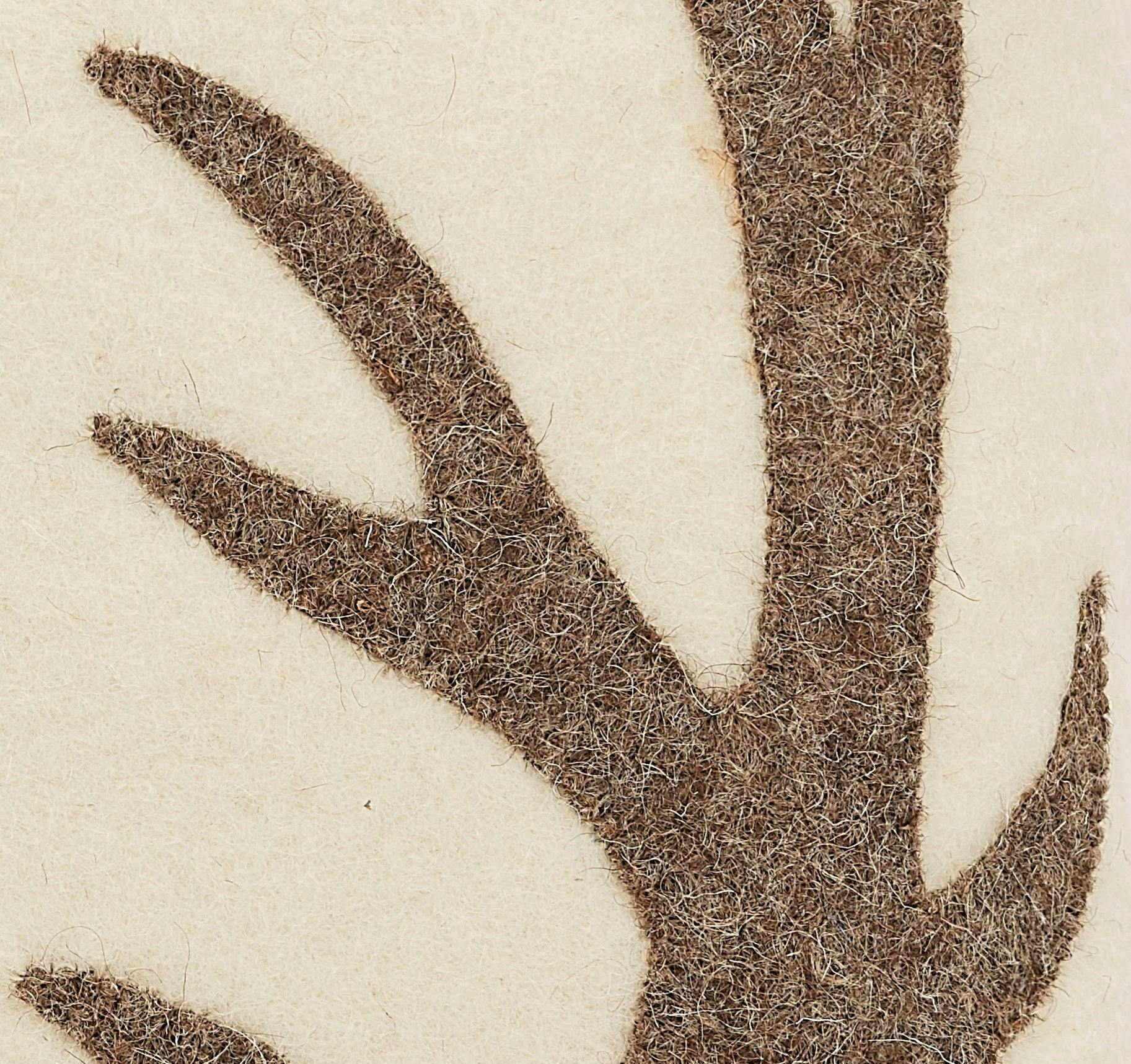Hand Felted Wool Pillow - Gray Antlers Cream - 20