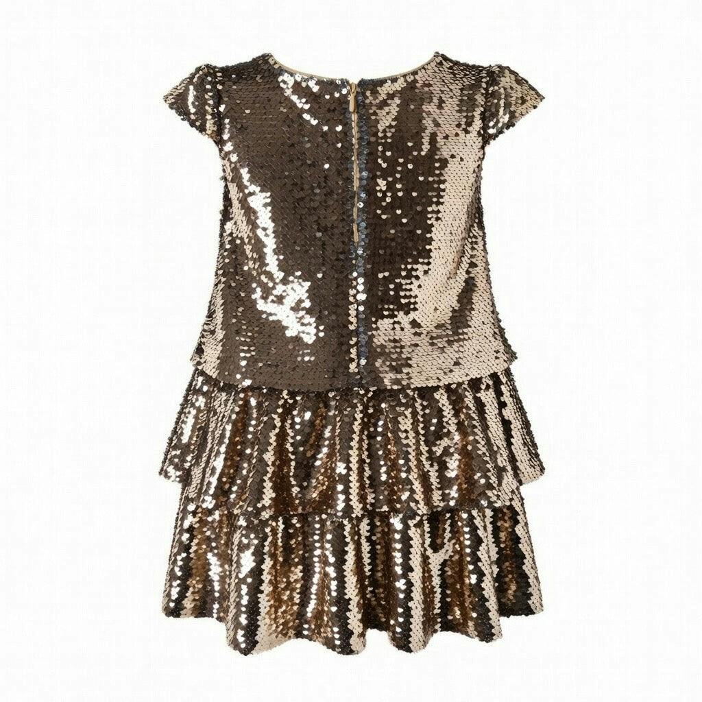 Mocha Sequin Bow Dress