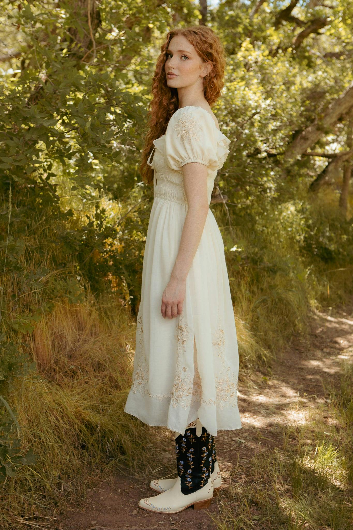 Mae Dress in Metallic Thread