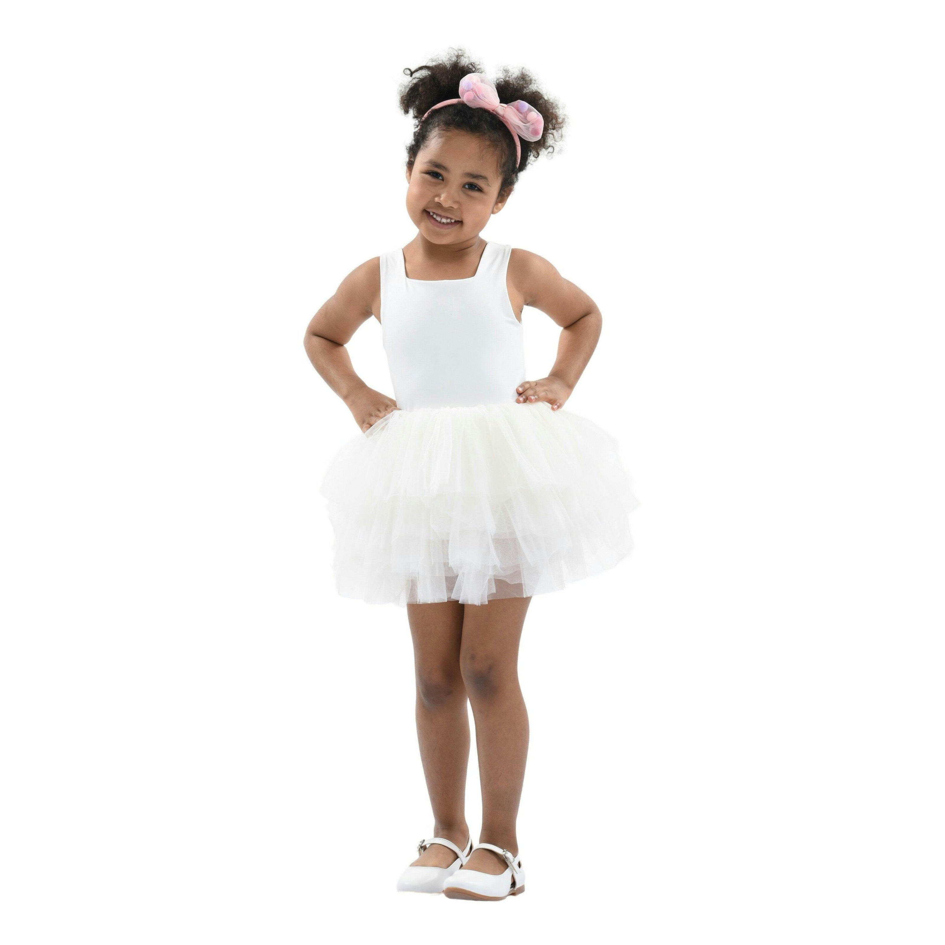 White Solid Tutu Dress