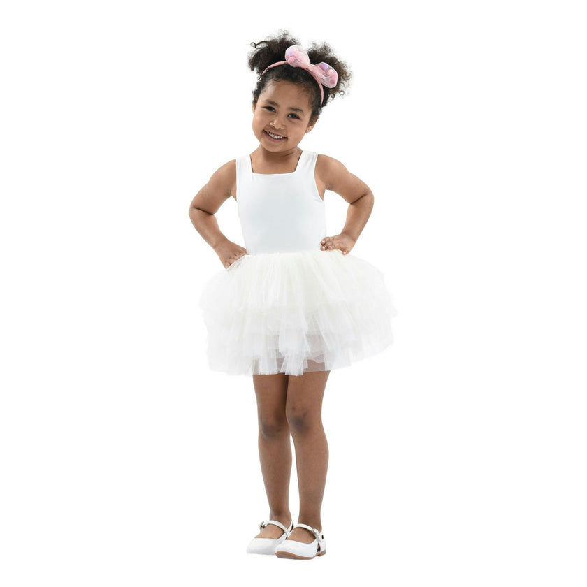 White Solid Tutu Dress