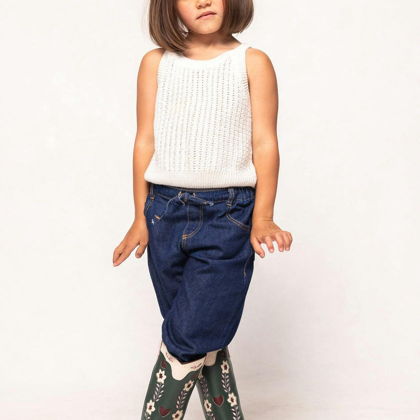 Mini Dakota Boot in Green & Cream