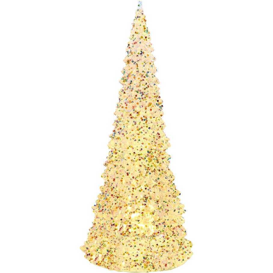 15.5-Inch Battery Operated LED Silver Iridescent Tabletop Christmas Tree