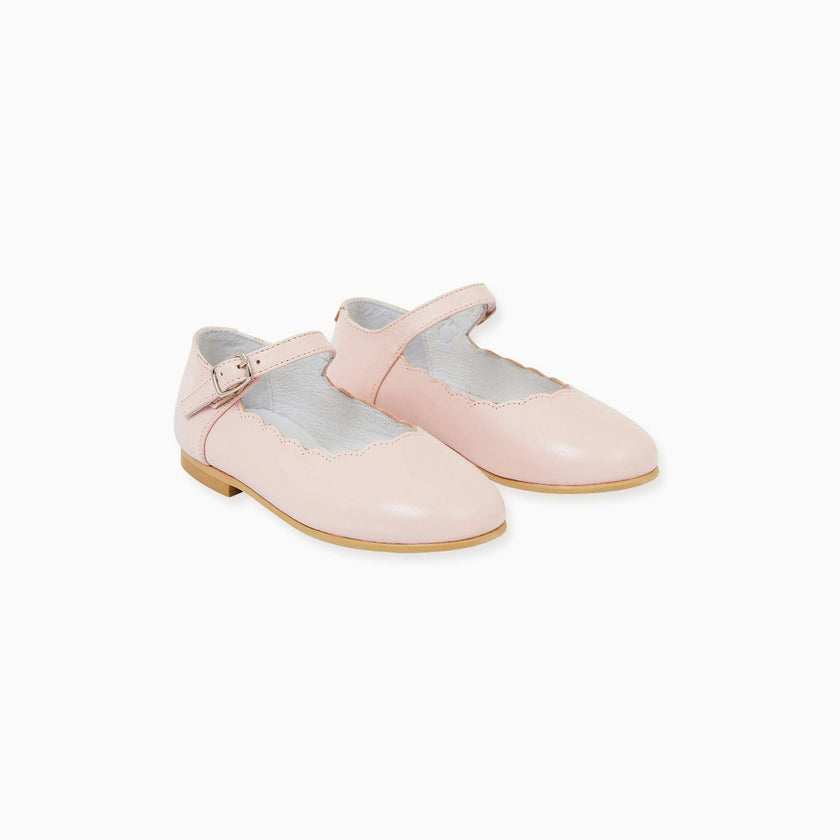 Blush Leather Girl Scallop Mary Jane Shoes