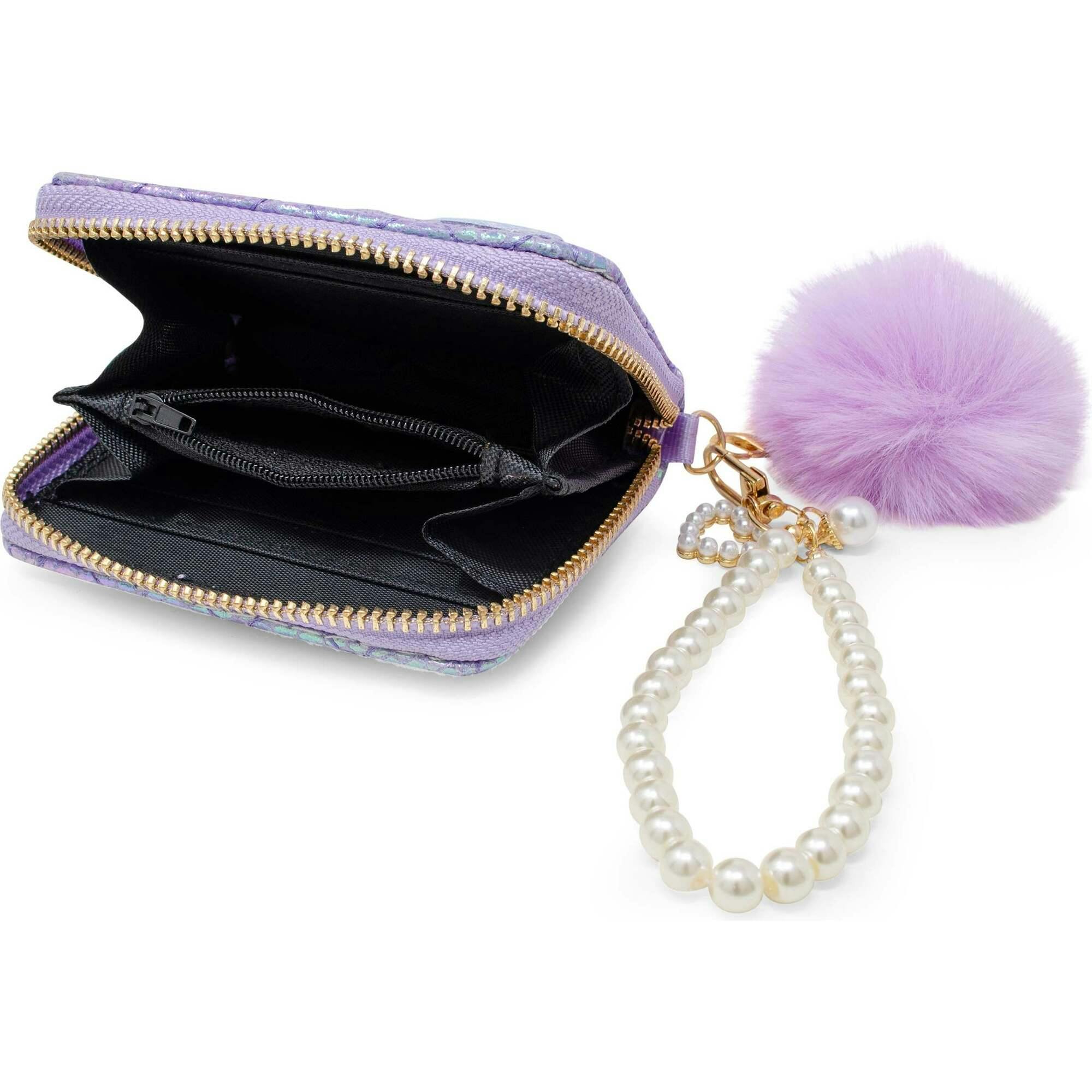 Mermaid Tail  Wallet with Pom-Pom & Pearl Strap