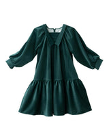 Isla Velvet Long Cuffed Sleeve Midi Dress, Green