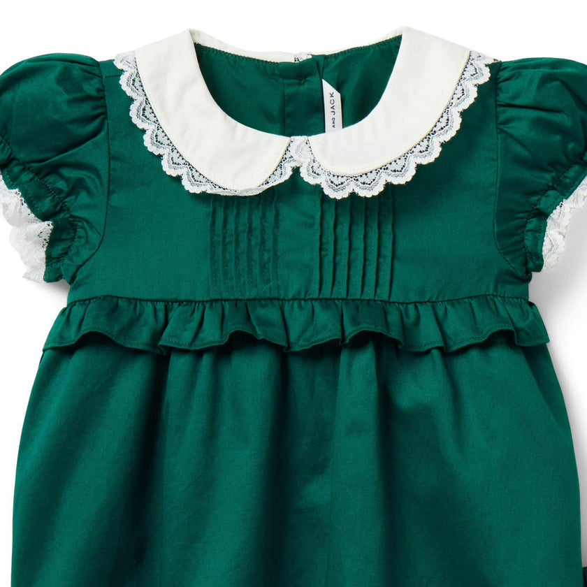 Baby Sateen Collared Matching Set, green
