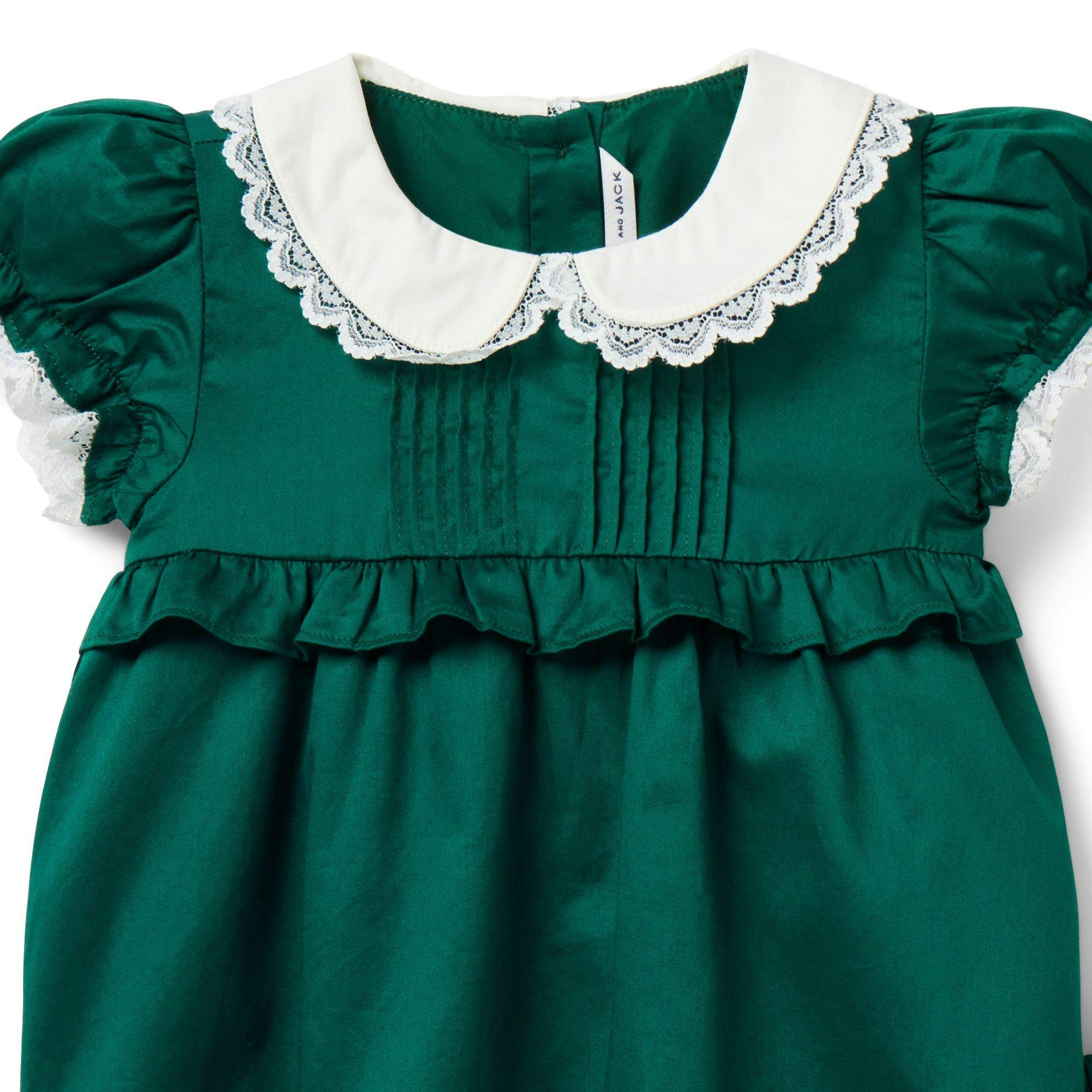 Baby Sateen Collared Matching Set, green