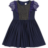Camelia Navy Cotton Smocked Dress
