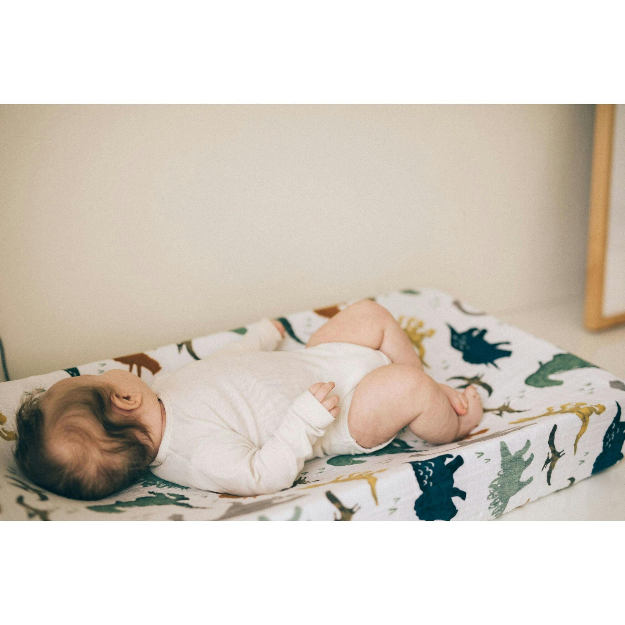 Cotton Muslin Changing Pad Cover - Dino Friends
