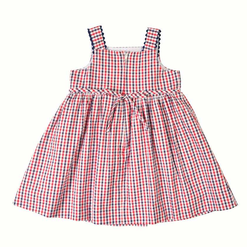 Plaid Seersucker Dress With Flowers
