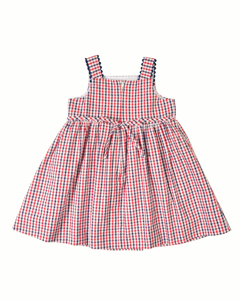 Plaid Seersucker Dress With Flowers