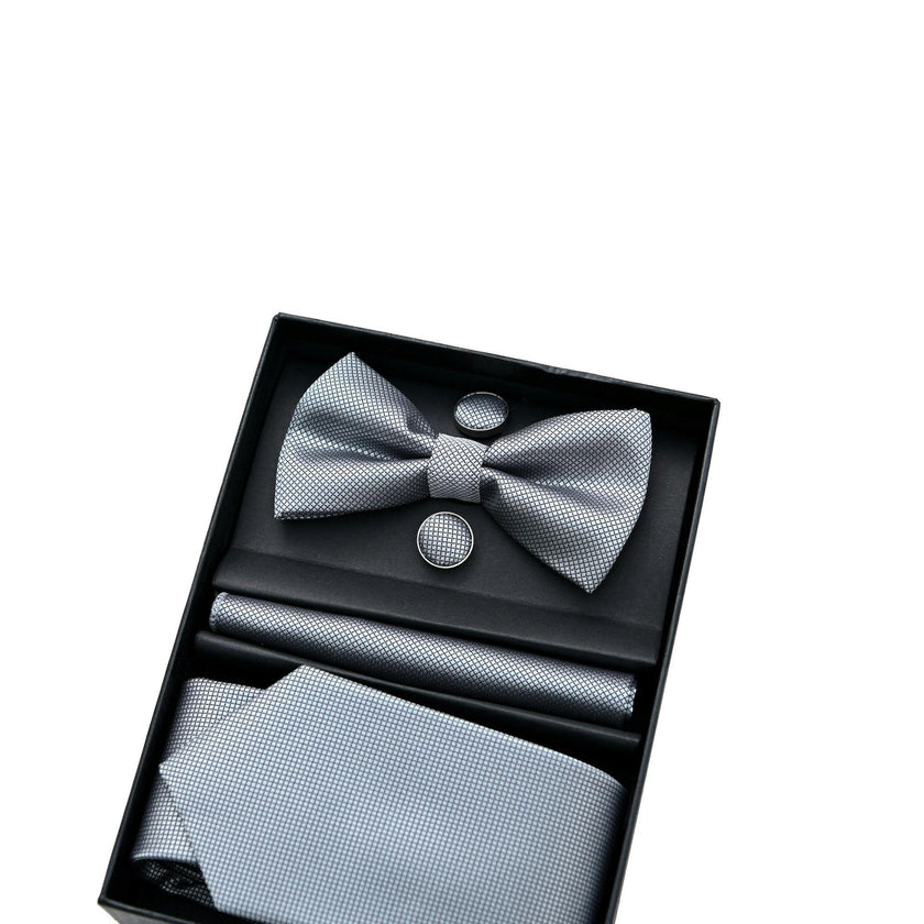 Silver Texture Tie Set
