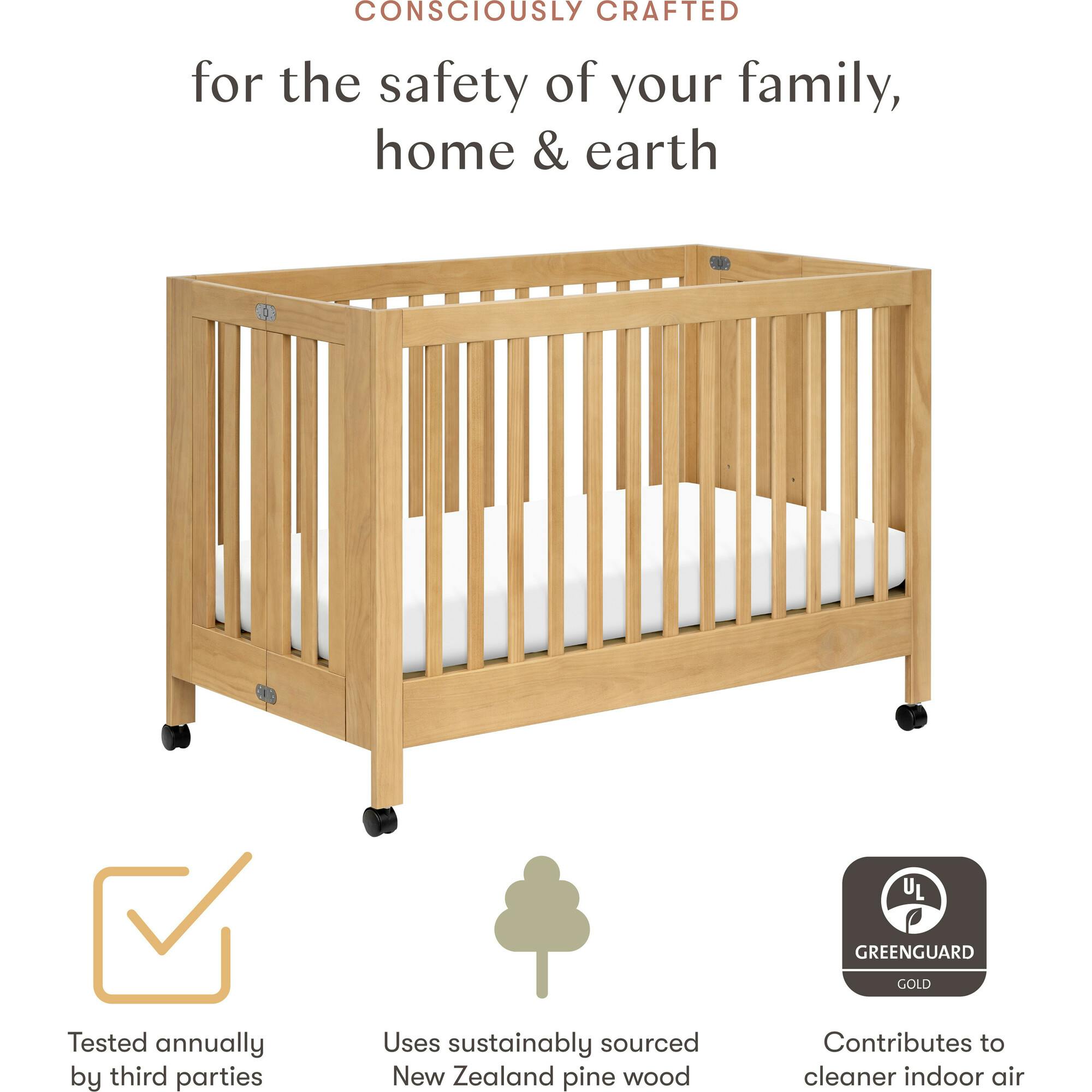 Maki Full-Size Portable Folding Crib With Toddler Bed Conversion Kit